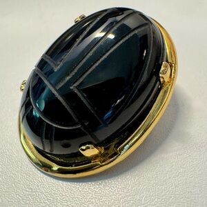 Vintage Egyptian Revival Black Onyx Scarab Brooch Pin